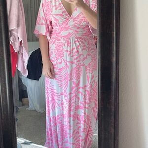 Pink and White Floral Lily Pulitzer Maxi Dress